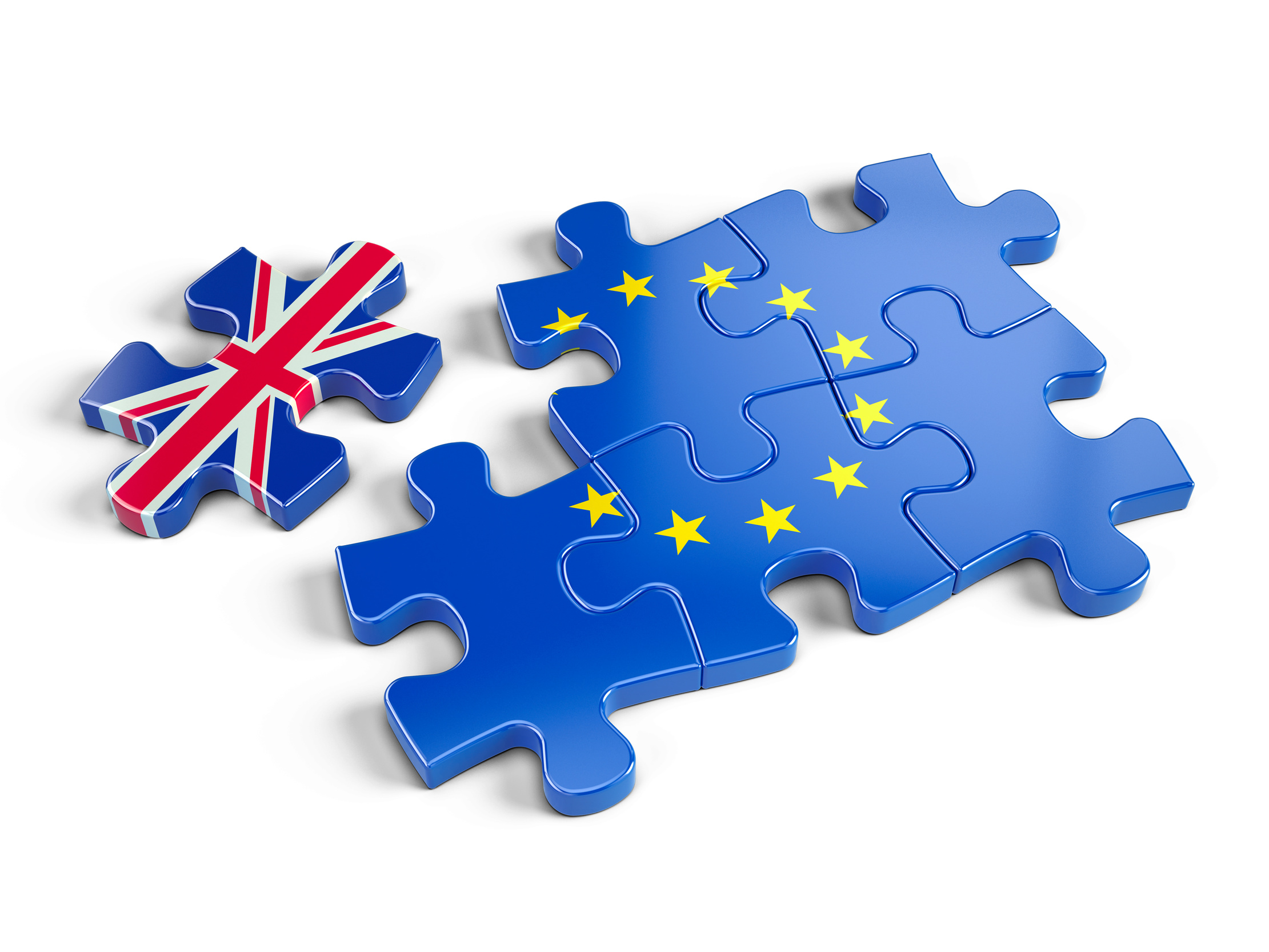 Euro Puzzle and one Puzzle Piece With Great Britain Flag. 3d render